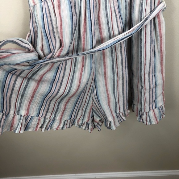 American Eagle Outfitters Multi Colored Striped Romper Ruffle Detail Size Small - Picture 5 of 8
